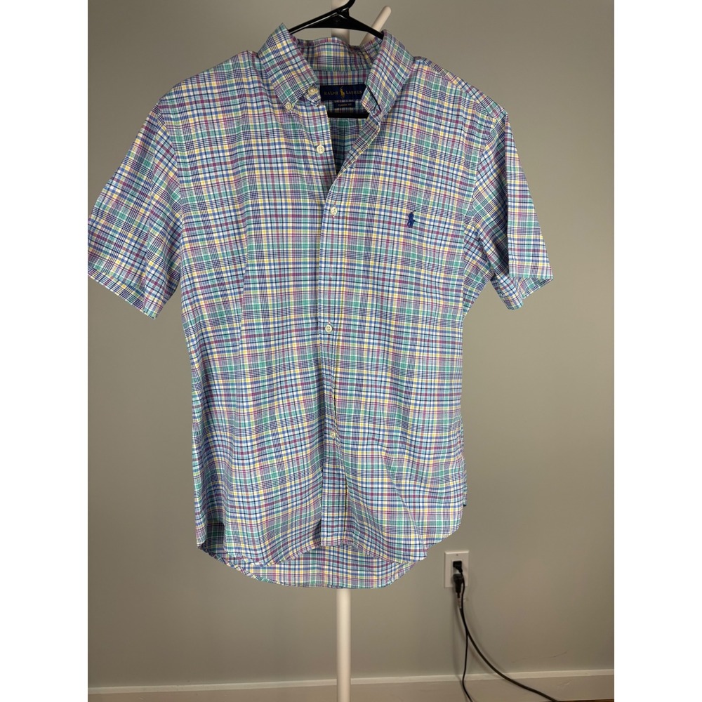Polo Ralph Lauren Mens Classic Fit Plaid Short Sleeve Button Down Shirt Medium